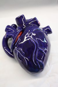blue ceramic human heart