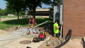 Working installing New Electrical Service at Indian Creek Elementary 
